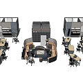 Modern Office Workspace With Open Layout Multiple Desks Cubicles And Chairs 3d model