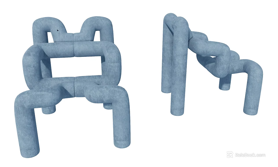 Modern Leisure Chair With Unique Tubular Structure And Curved Design For Comfortable Use 3d model 