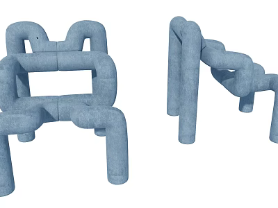 Modern Leisure Chair With Unique Tubular Structure And Curved Design For Comfortable Use 3d model