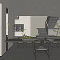 Modern Boutique Store Interior With Dark Display Cabinets Circular Decor And Wooden Counter