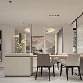 Modern Open Concept Dining And Living Room With Elegant Chairs Functional Island And Artistic Decor
