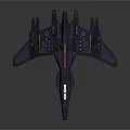 Blue Sci-Fi Spaceship With Sleek Design Futuristic Wings And Orange Cockpit Accents