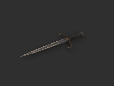 Classic Vintage Dagger With Ornate Handle And Sharp Metal Blade Design 3d model