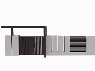 Modern Feature Wall Design With Black Frame White Panels And Vertical Slats 3d model