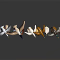 Colorful Bird and Poultry Figurines With Flying and Standing Positions on Black Background