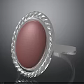 Silver Ring With Pink Oval Gemstone And Decorative Shiny Edge For Daily Use
