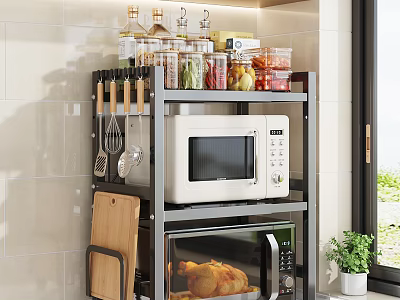 Durable Metal Bathroom Cabinet Rack With Multi Layer Storage And Hanging Hooks Organizer 3d model