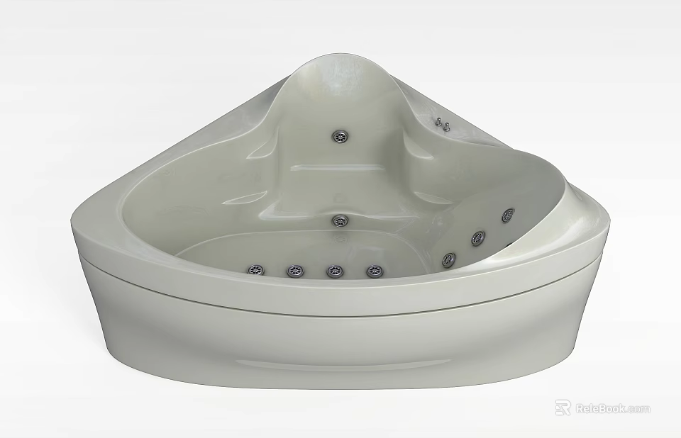 Sleek White Corner Bathtub Interior Design With Massage Jets And Smooth Surface 3d model 
