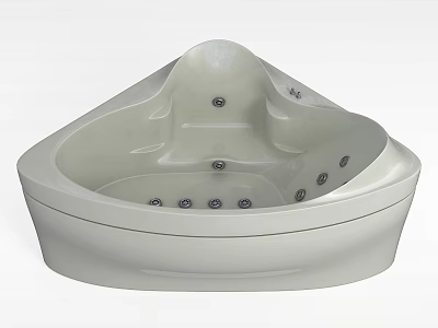 Sleek White Corner Bathtub Interior Design With Massage Jets And Smooth Surface 3d model