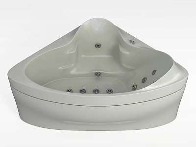 Sleek White Corner Bathtub Interior Design With Massage Jets And Smooth Surface 3d model