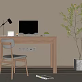 Modern Desk Chair Desk Computer Desk 3d model