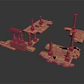 Ancient Architectural Ruins With Stone Columns And Platform Bases