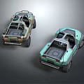 Two Functional Off Road Vehicles With Open Structures 3d model