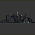 Detailed City Model With Skyscrapers Colorful Lights And Urban Structure Design