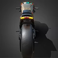 Futuristic Motorcycle With LED Lights And Streamlined Black Gold Tech Body Design