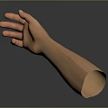 Man's Extended Arm With Open Palm Against Gray Background And Reflection