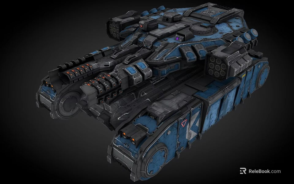 Futuristic Sci Fi Armored Tank With Blue Black Exterior And Mechanical Details 3d model 