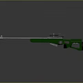 Green Sniper Rifle 3D Model With Silver Barrel Scope Trigger And Grip