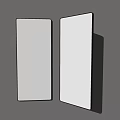 Smart Mirror Displaying Modern Kitchen And Living Room Interior Scenes