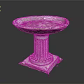 Carved Stone Fountain Basin With Classical Column Base And Vintage Design