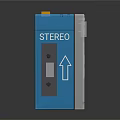 Blue Stereo Digital Device With Cassette Slot And Function Arrow Design