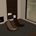 Modern Wooden Rocking Chairs With Mesh Design On Neutral Rug In Living Room