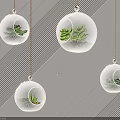 Creative Transparent Spherical Chandelier With Small Green Succulents Hanging Decor