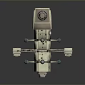 Futuristic Sci-Fi Spaceship With Mechanical Arms Blue Spherical Components And Detailed Structure