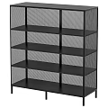 Black Metal Mesh Shelving Unit With Multi Tier Storage And Modern Design