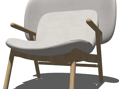 Modern Minimalist Armchair With Light Gray Fabric Upholstery And Wooden Frame 3d model