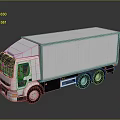 White Box Truck With Cab And Container On Reflective Gray Surface 3d model