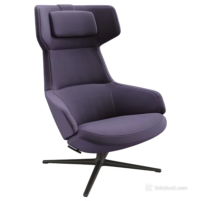 Modern Ergonomic Purple Recliner Chair With High Backrest Comfortable Seat And Black Star Base 3d model 