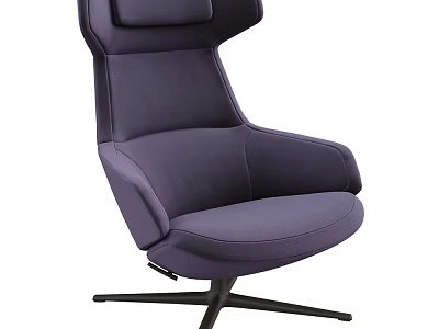 Modern Ergonomic Purple Recliner Chair With High Backrest Comfortable Seat And Black Star Base 3d model