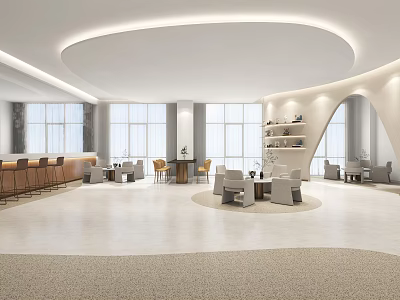 Modern reception area reception hall 3d model