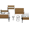 Various Designs Outdoor Chairs With Wooden Seats Metal Frames And Matching Side Tables