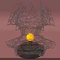 Modern Transparent Mesh Decorative Light With Yellow Bulb On Pink Background