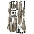 Organized Bathroom Wash Essentials Soft Towels Toiletries for Daily Use on Metal Rack