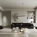 Minimalist Living Room Black and White Living Room 3d model