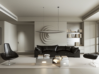 Minimalist Living Room Black and White Living Room 3d model