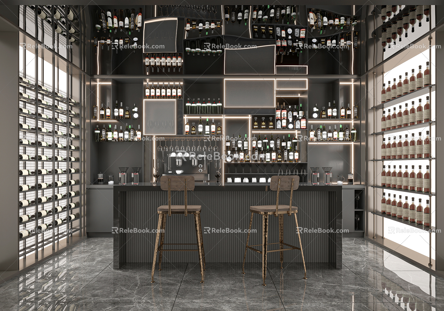 Light Luxury Bar Area Wine Tasting Room Wine Cellar 3d model