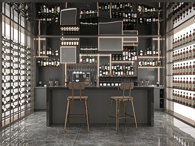 Light Luxury Bar Area Wine Tasting Room Wine Cellar 3d model