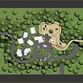 3D Miniature Green Landscape with Trees White Buildings Roads and Circular Design