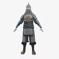 Ancient Warrior Armor With Metallic Helmet Shoulder Guards Chest Plate And Leggings