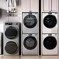 Various Types Of Washing Machines In Modern Interior Wall Mounted Stackable And Standalone