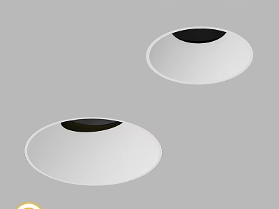 Modern White Round Recessed Downlights With Black Center Ceiling Lighting 3d model