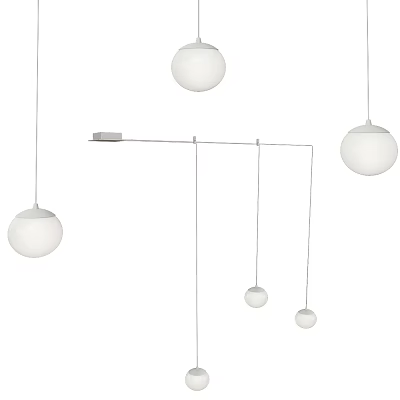 Modern Pendant Lights With Multiple Spherical Shades And Minimalist Metal Hanging Frame 3d model