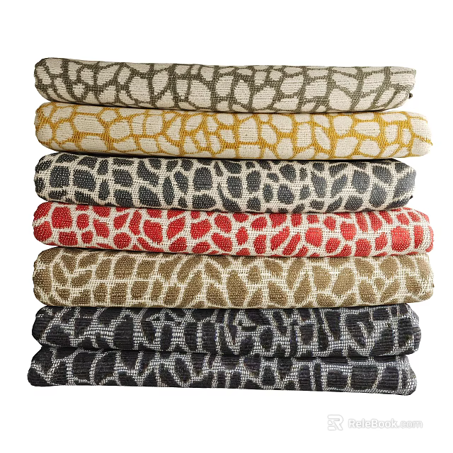 Multicolored Wall Panels Stacked Design With Beige Brown Red Gray Textures And Patterns 3d model 