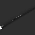 Magical Weapon Black Wand With Carved Patterns Metal Rings And Glowing White Orb