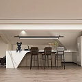 Modern Interior Space Featuring Skylight Wooden Shelves Long Table And Seats