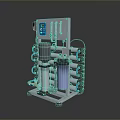 Industrial Water Filtration System With Control Panel Cylindrical Filters And Blue Tubes